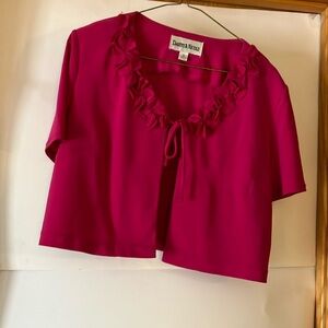 Danny & Nicole Women’s Sz 12 Bright Pink Bolero style  Top-tie front -EUC